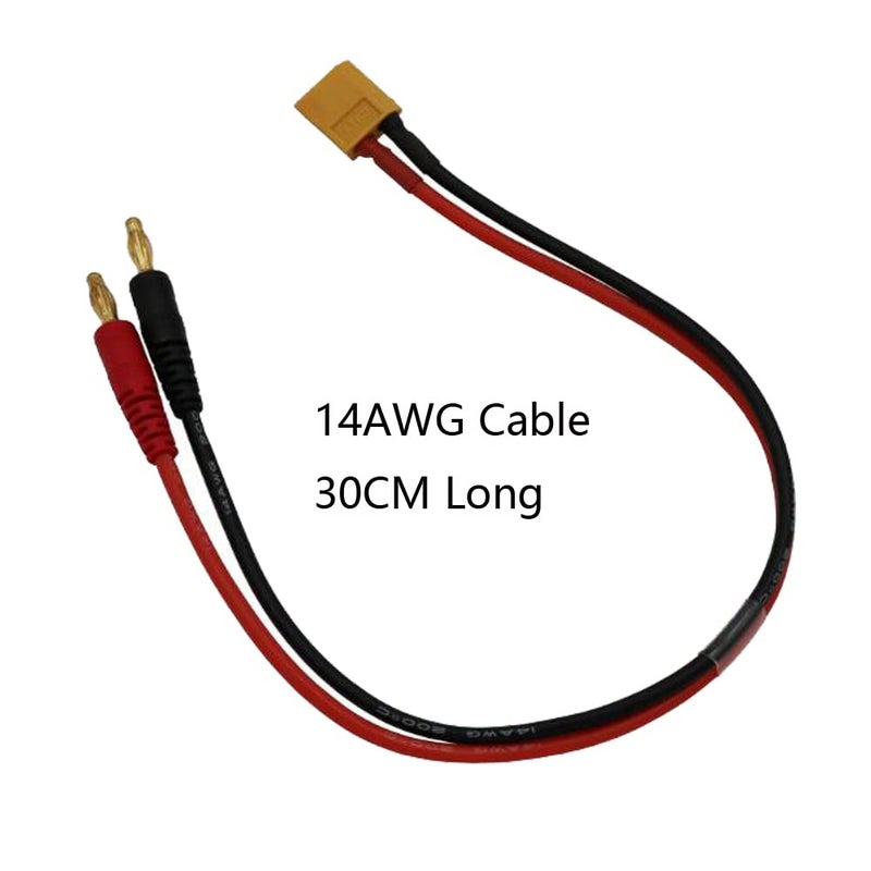 LINSYRC 2pcs XT60 Male Connector to 4MM Bullet Connector Banana Plug RC Battery Charging Cable Adapter with 11.8inch 14AWG Silicone Wire for RC Helicopter Quadcopter Lipo Battery DJI Phantom - Image 4